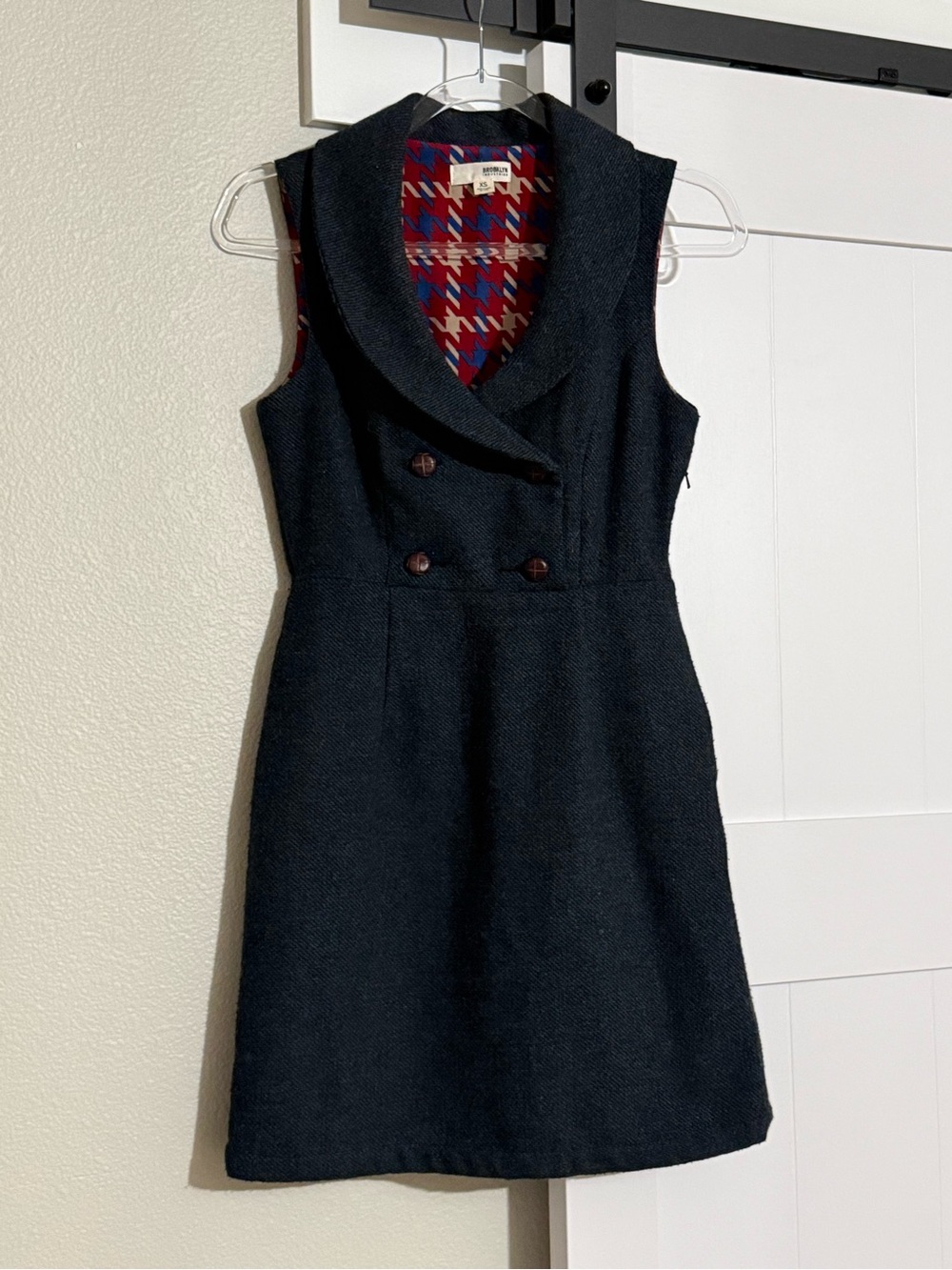 Brooklyn Industries Dark Gray Sleeveless Double-Breasted A-Line Dress